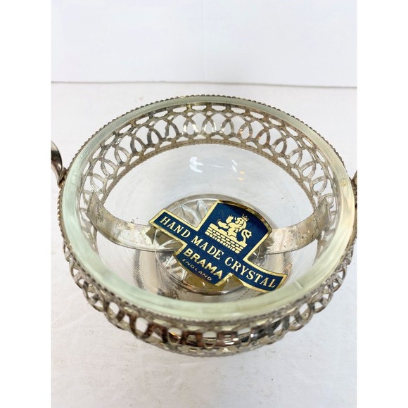 VINTAGE HANDMADE CRYSTAL BRAMA CONDIMENT DISH Made In England - Picture 2 of 12